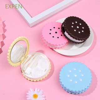 EXPEN Gift Contact Lens Case Sealed Cookie Lenses Box Contact Lens Container Solution Bottle Cute|Color Candy Color With Mirror High Quality Storage Eye Care/Multicolor