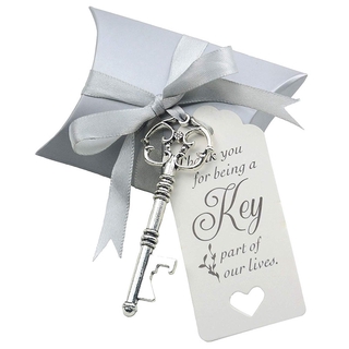 ☀Normal delivery☀50Pcs Wedding Souvenir Gift Set Pillow Candy Box Vintage Skeleton Key Opener Fre