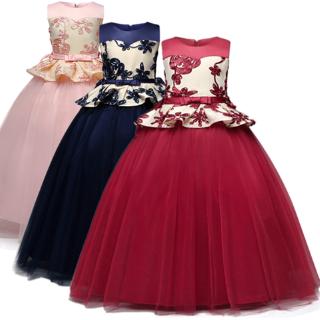 [NNJXD]Girl Lace Wedding Dress Princess Girls Party Dresses Tutu Birthday Flower Kids Long Gown