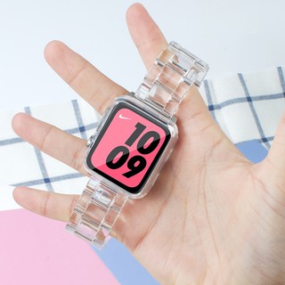 For Apple Watch Series Transparent strap 6/SE/5/4/3/2/1 for Apple original buckle Butterfly clasp metal strap iWatch Stainless steel
