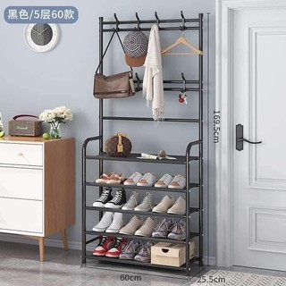 Simple floor coat rack shoe rack integrated household shoe hat rack bedroom living room hanger