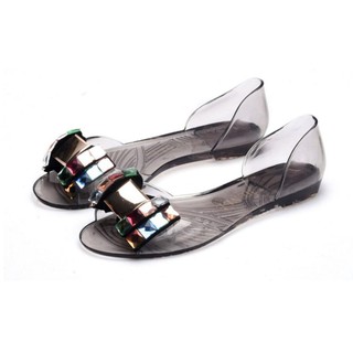 SILIFE Women Jelly Sandals Open Toe Bow Flats Shoes (7)