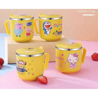 baso 270ml Minion Cup Kids 304 Stainless Steel Cartoon Water Cups With Lid Drinking Mug (3)