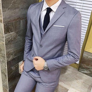 Three-piece Plus Size Men Blazer Suit Set Slim Fits Wedding Business Formal Suits Vest Jacket Coat