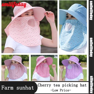 Summer Cherry Tea Picking Hat Farm Work Sunscreen Hat Cover Face Sun Hat Female Sun Hat