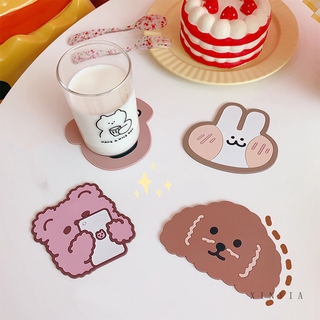 Cute Cartoon Heat Insulation Mat Non Slip Mat Coffee Cup Coaster Tablemat Non-slip Heat-resistant Silicone Placemats
