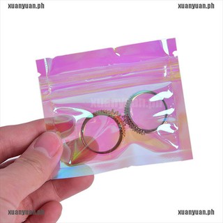 【XUANYUAN】100Pcs Iridescent Zip lock Bags Cosmetic Plastic Laser Holographic Zipper B Wq (8)