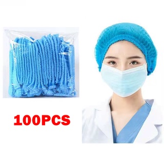 PH delivery Head Covers Surgical Cap Hat Disposable Non Woven Hairnet Head Covers Net Cap100pcs