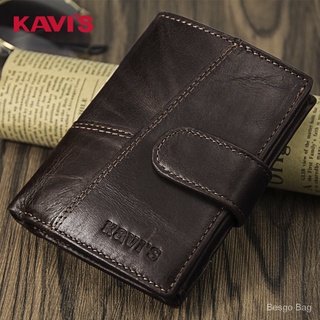 KAVIS Leather Wallet for Man Vintage Wallet Multifunctional Men Genuine Leather Coin Purse Multiple