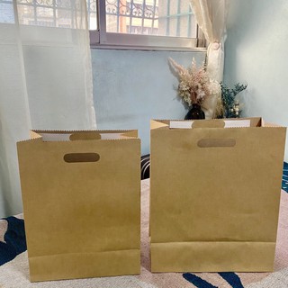 10pcs Ordinary Kraft Paper Bag with Punch Hole Handle Paper Bag with Handle THICK Take Out Bag Gift