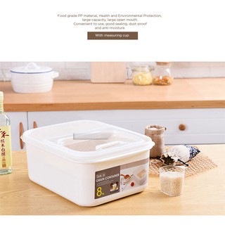 LOCAUPIN 10kg Kitchen Storage Food Storage Box Rice Container Sealed Moisture-Proof w/ measuring cup (4)