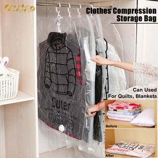 Vacuum Compression Storage Bag Hanging Clothing Compression Storage Bag Clear Vacuum Bag Clothes Finishing Bag for Coat Quilt Blanket