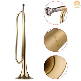 Ready Stock Muslady B Flat Bugle Call Trumpet Brass Material with Mouthpiece for School Band Cavalry Beginner Military Orchestra