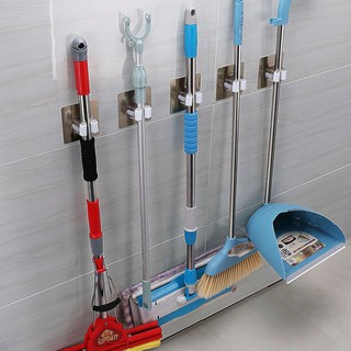 mop✱✑1Pc Mop Broom Holder Wall Mounted Mop Holder Household Adhesive Storage Broom Hanger