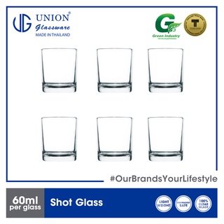 UNION GLASS Clear Glass Shot Glass 60ml | 2oz [Set of 6]