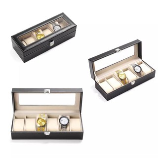 Watchesஐ✼Watch Box 6 Grid Leather Display Jewelry Case Organizer