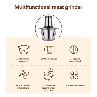 Meat Grinder Mixer New Multifunction Mincer Stainless Steel 2L Food Processor Household Electric (2)