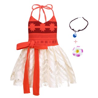 Baby Girl Moana Summer Dress Kids Bow Beach Sundress Toddldr Chidren Strap Backless Princess Costume