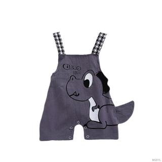 COD ✿BABYL✿ Boy girl cotton and linen cartoon dinosaur strap shorts (6)