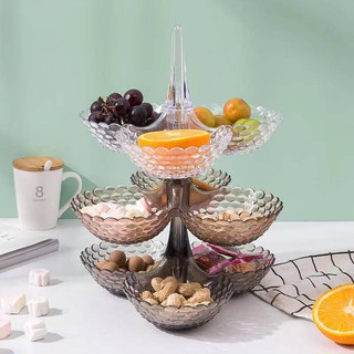Style Fruit Tray Storage 3-Compartment Plastic Multi-Layer Stacked Fruit Tray Candy Dried Fruit Box