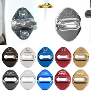 4PCS Mugen Power Car Door Lock Cover Latch Case Stainless Steel Gate Lock Protection Cover for Honda Crosstour H-RV CRZ Jazz Spirior Car Door Lock Case Gate Protector Accessories