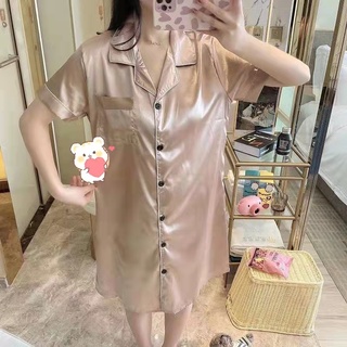 YZ #DS1 Silk Dress Women's Lingerie Plain Sleepwear Satin Nightdress pajama daster NightWear new 202 (2)