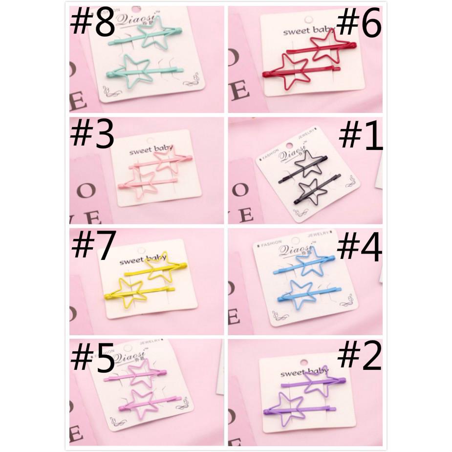 【2PCS】Color Five Star Peach Heart Candy Colored Hairpin F15 (2)