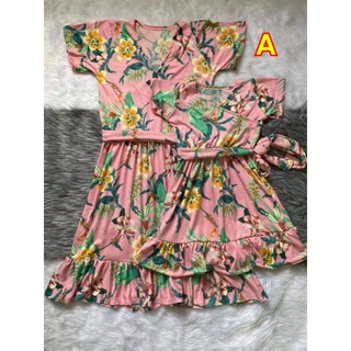 Mother and daughter dress with belt