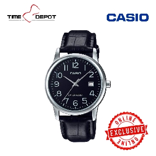 Casio MTP-V002L-1BUDF Black Leather Strap Watch For Men
