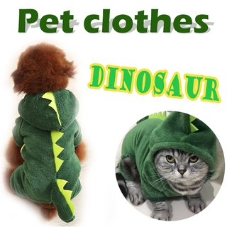Pet Clothes Dog Cat Clothes Dinosaur Warm Four-legged Clothes Cute Dark Green Dinosaur Transformation