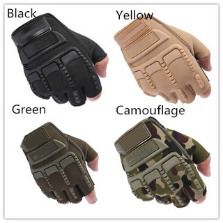 1 Pair High Quality Army Military Tactical Combat Bicycle Half Finger Gloves As Protection Gear
