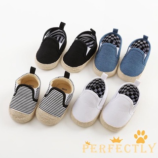 PFT7-Baby Boys Soft Sole Shoes Solid Color/Stripe/Plaid Non-slip Low Upper Sneakers Infant Summer Spring First Walkers Sandals