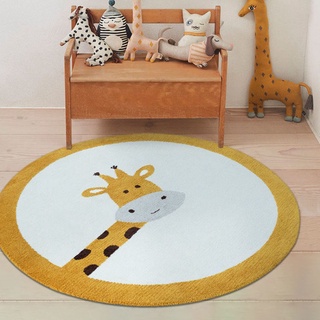 Cartoon Animal Carpet Lovely Round Mat Anti-Slip Living Room Bedroom Swivel Chair Mat Thickened Carpet for Children