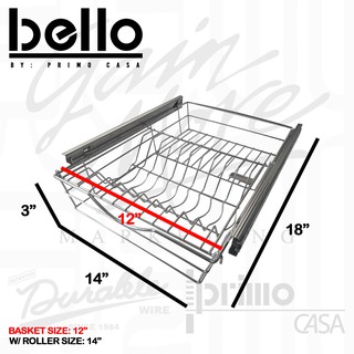 BELLO 14" Stainless Pullout Basket Kitchen Organiser Dish Drainer Cabinet Drawer Space Saver