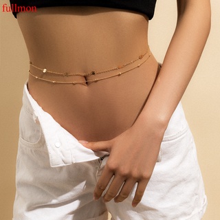 FULLMON Sexy Vintage Aesthetic Belly Chain Thin Beads Link Body Chain Waist Chain Belt Streetwear Summer Women Fashion Body Jewelry