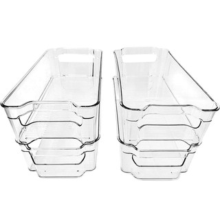 (4 Pack)Pantry and Refrigerator Organizer Bins for Kitchen and Cabinet Storage,Stackable Food Bins with Handles LKJ