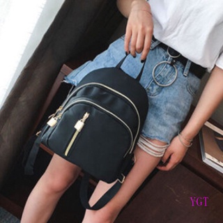 YGT Fashion Women Small Backpack Travel Nylon Handbag Shoulder Bag Black Schoolbag
