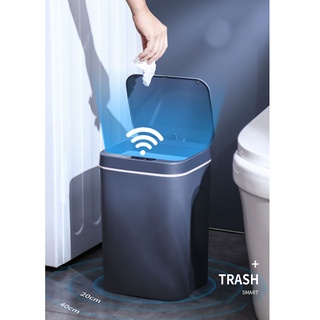16L Automatic Sensor Trash Eco-Dustbin Household Trash Bin - Blue