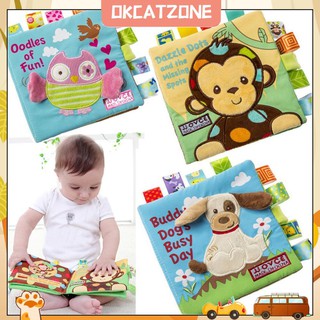 【Ready Stock】♕♧OKCAT Soft Cloth Books Infant Animal Books Baby Story Book Early Educational Rattle T