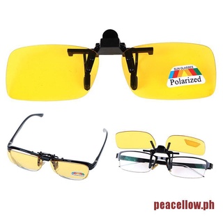PEACE Clip-on Polarized Day Night Vision Flip-up Lens Driving Glasses Sunglasses