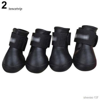 Accessories►◆℗❁✐【Vip】4Pcs Pet Shoes Dog Waterproof Rain Boots Booties Rubber Shoes Candy Colors