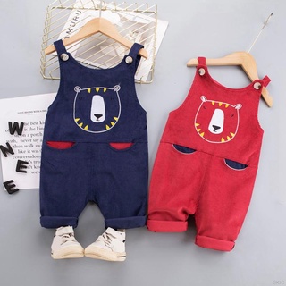 Children's corduroy overalls cartoon print casual baby overalls trousers