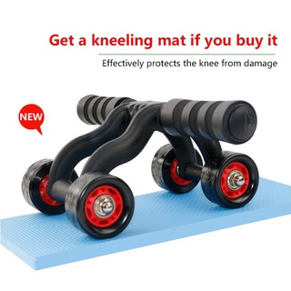 [Ready Stock]4 Wheels Power Wheel Triple AB Abdominal Roller Abs Workout Fitness Machine Gym Knee Pa