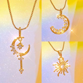 [Maii] RS042 Luxury Celestial Moon Star Crystal Rosegold Necklace NR