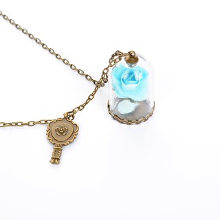 Dried Rose Beauty And The Beast Pendant Bottle Necklace Glass Flower (5)