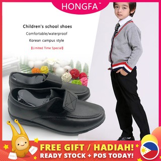 HF kids black shoes school shoes for boys rubber weighty cod hf602 (1)
