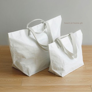 Eco Friendly Recyclable Woven Grocery Shopping Bag Big Capacity Tote Bag [White]