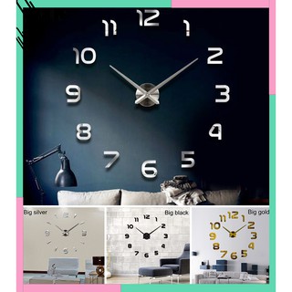 Home Decor Fashion 3D big size wall clock mirror sticker DIY brief living room decor meetting room wall clock Beautiful and Fashionable Simple and Unique Style 3D Numbers for Home Living Room Bedroom Office Decoration Frameless Wall Clock