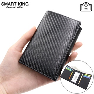 Smart King New Fashion Genuine Cow Leather Men Short Wallets Purse RFID Multi-Card Position Business