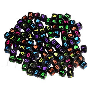 DE 100PCS DIY Random Alphabet/Letter Acrylic Cube Spacer Loose Beads Jewelry Making